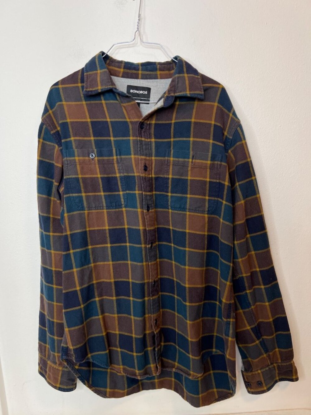 Bonobos Slim Fit Large Plaid Button Up Men's Shirt Cotton Fall Autumn Outdoors